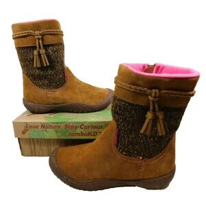 NEW Jambu Kids Senna Tassel Inside Zip Boots sz 5 M Brown Faux Suede & Knit